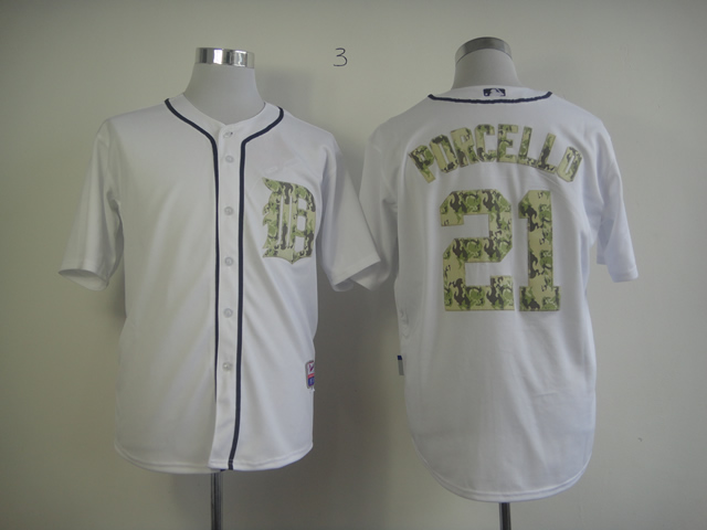 Men Detroit Tigers #21 Porcello White Camo MLB Jerseys